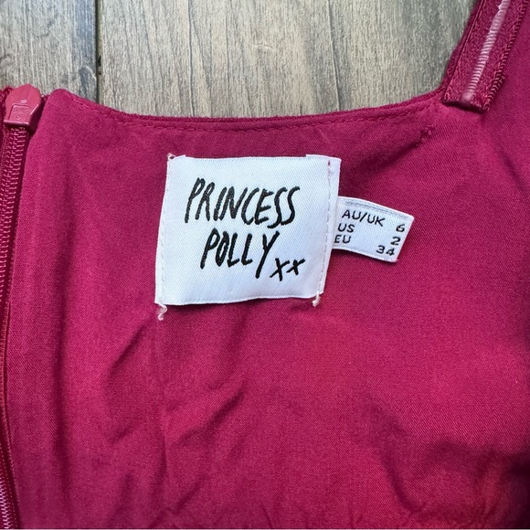 Princess Polly Hastings Longsleeve Romper. Burgundy Red. Size 2 - Picture 4 of 10